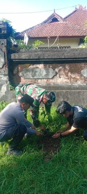 Babinsa Sukasada Dukung Kegiatan Manajemen Peduli Lingkungan Mahasiswa Undiksha di Desa Panji