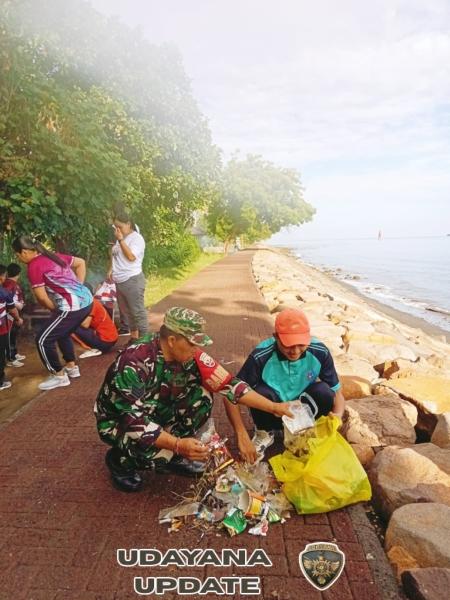 Babinsa dan Sekcam Pimpin Aksi Jumat Bersih di Pantai Karantina Celukanbawang: Sasar Sampah Plastik Dekat Pura Segara
