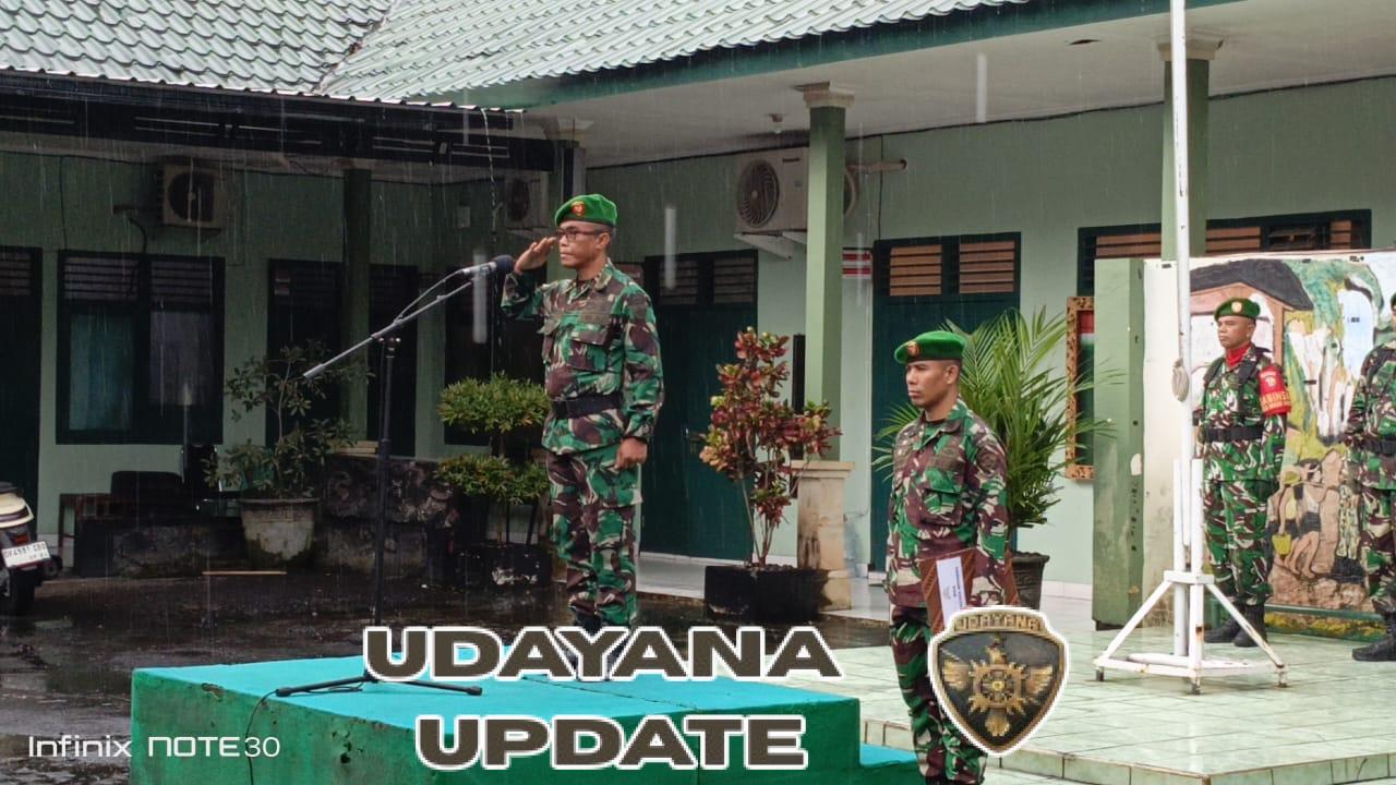 Hujan Tak Surutkan Semangat, Kodim 1619/Tabanan Tetap Gelar Upacara Bendera Mingguan