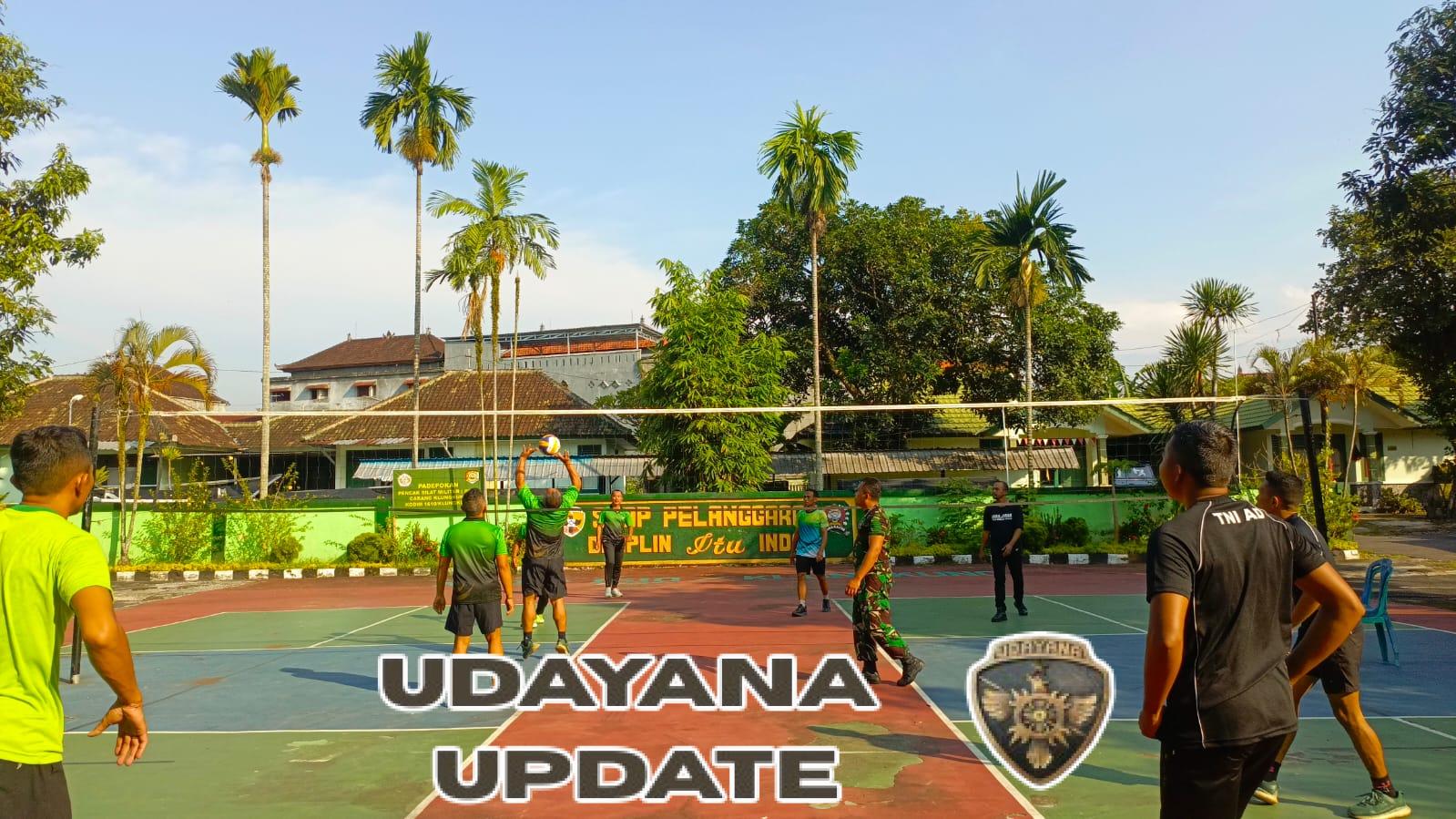 Bina Fisik Tetap Prima, Prajurit Kodim Klungkung Gelar Olahraga Bola Voli
