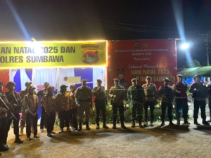 ‎Bersama Polres Sumbawa, Kodim 1607/Sumbawa Jaga Keamanan Natal dan Tahun Baru