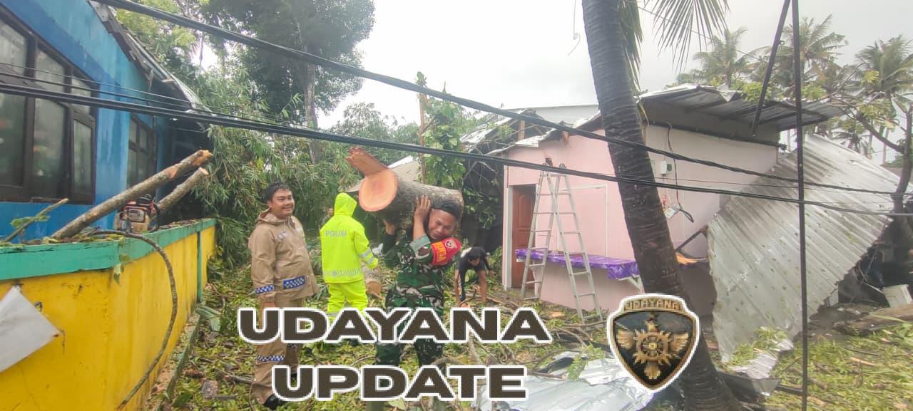 Danramil Nusa Penida Kerahkan Prajurit Tangani Musibah Pohon Tumbang Di Dusun Klod