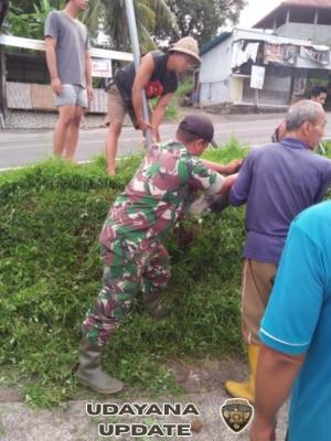 Danramil 1609-05/Sukasada Pimpin Gotong Royong Perbaikan Jalan di Lingkungan Lumbanan