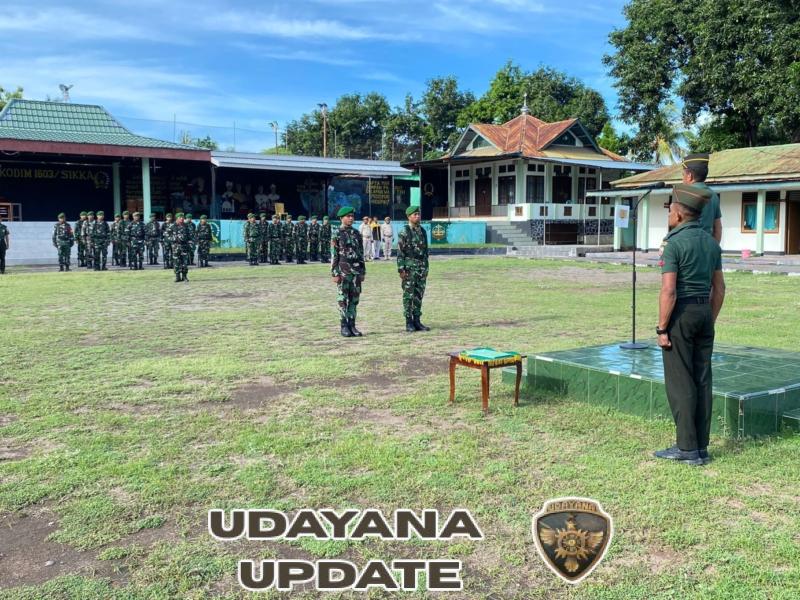 Kodim 1603/Sikka Gelar Upacara Bendera Awal Bulan dengan Khidmat di Makodim