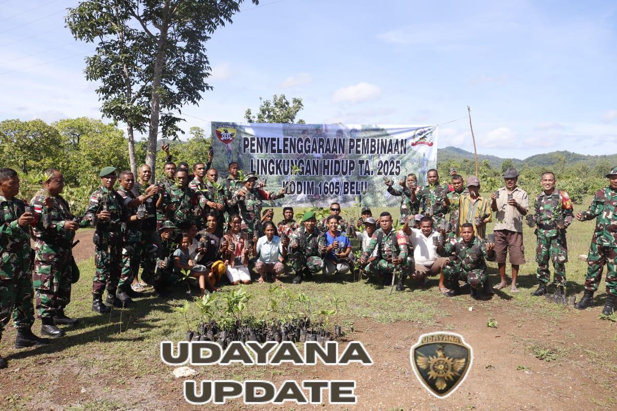 Tanam Ratusan Anakan Pohon, Kodim 1605/Belu Dukung Program Penghijauan