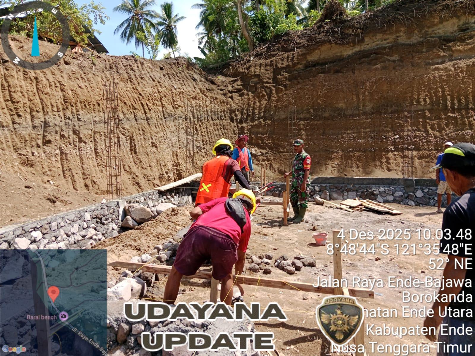 Babinsa Koramil 1602-01/Ende Awasi Pembangunan Koperasi Merah Putih di Desa Raterua