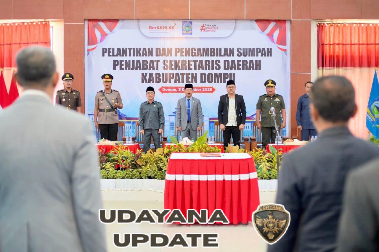 Kasdim 1614/Dompu Hadiri Pelantikan Penjabat Sekda, Khairul Insyan Resmi Dilantik