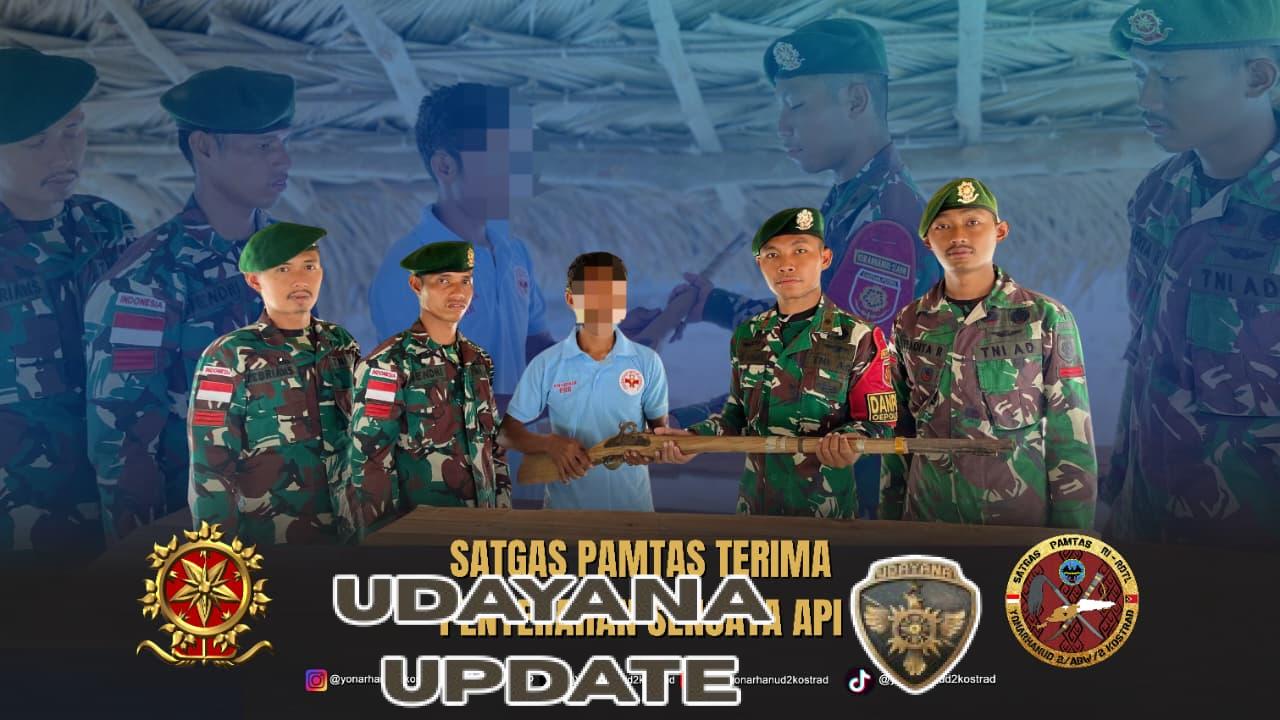 Satgas Pamtas Yonarhanud 2 Kostrad Terima Penyerahan Senjata Api, Wujud Kepercayaan Warga Perbatasan