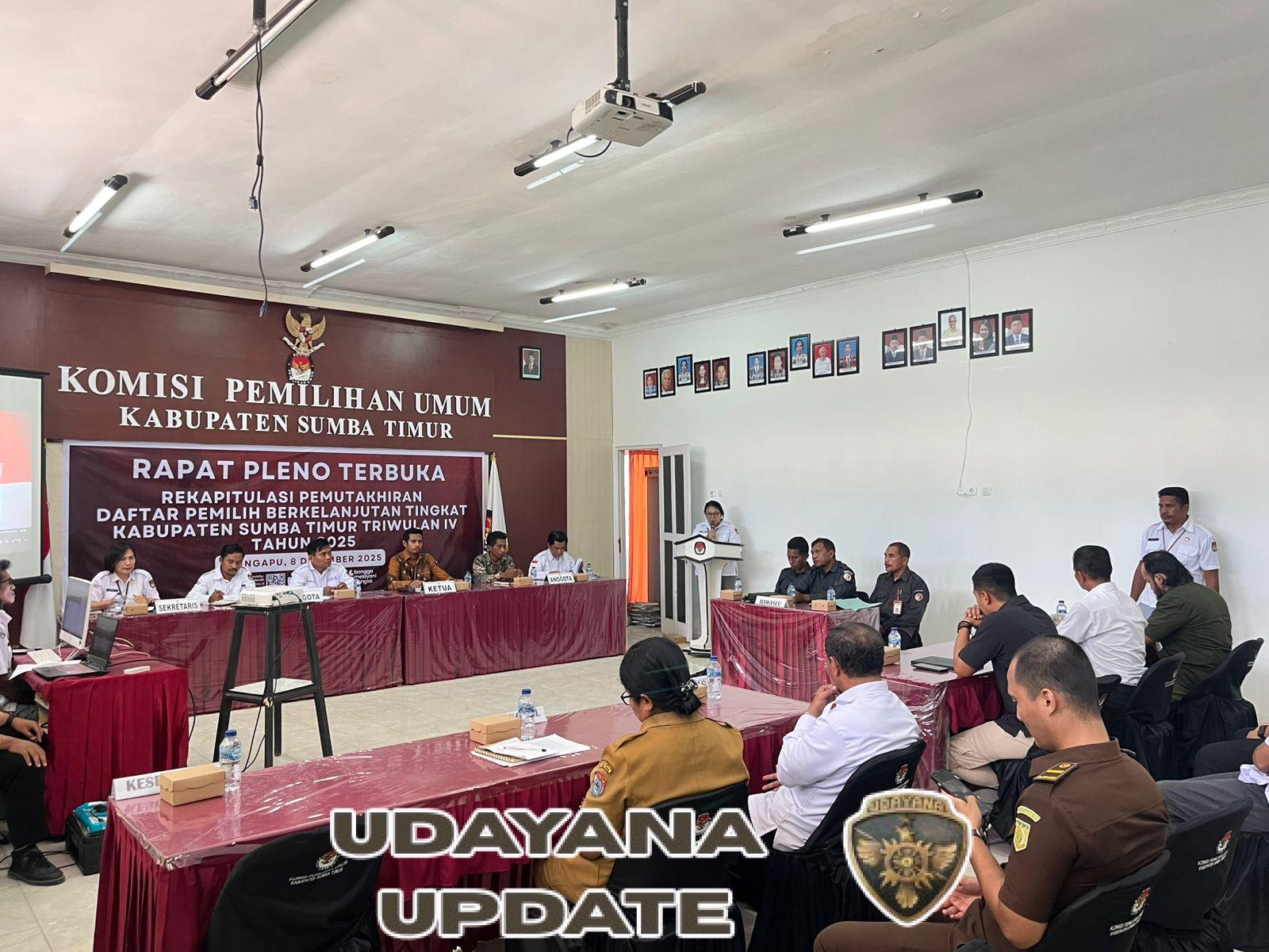 Danunit Intel Kodim 1601/Sumba Timur Hadiri Rapat Rekapitulasi PDPB Triwulan IV Tahun 2025 di KPU