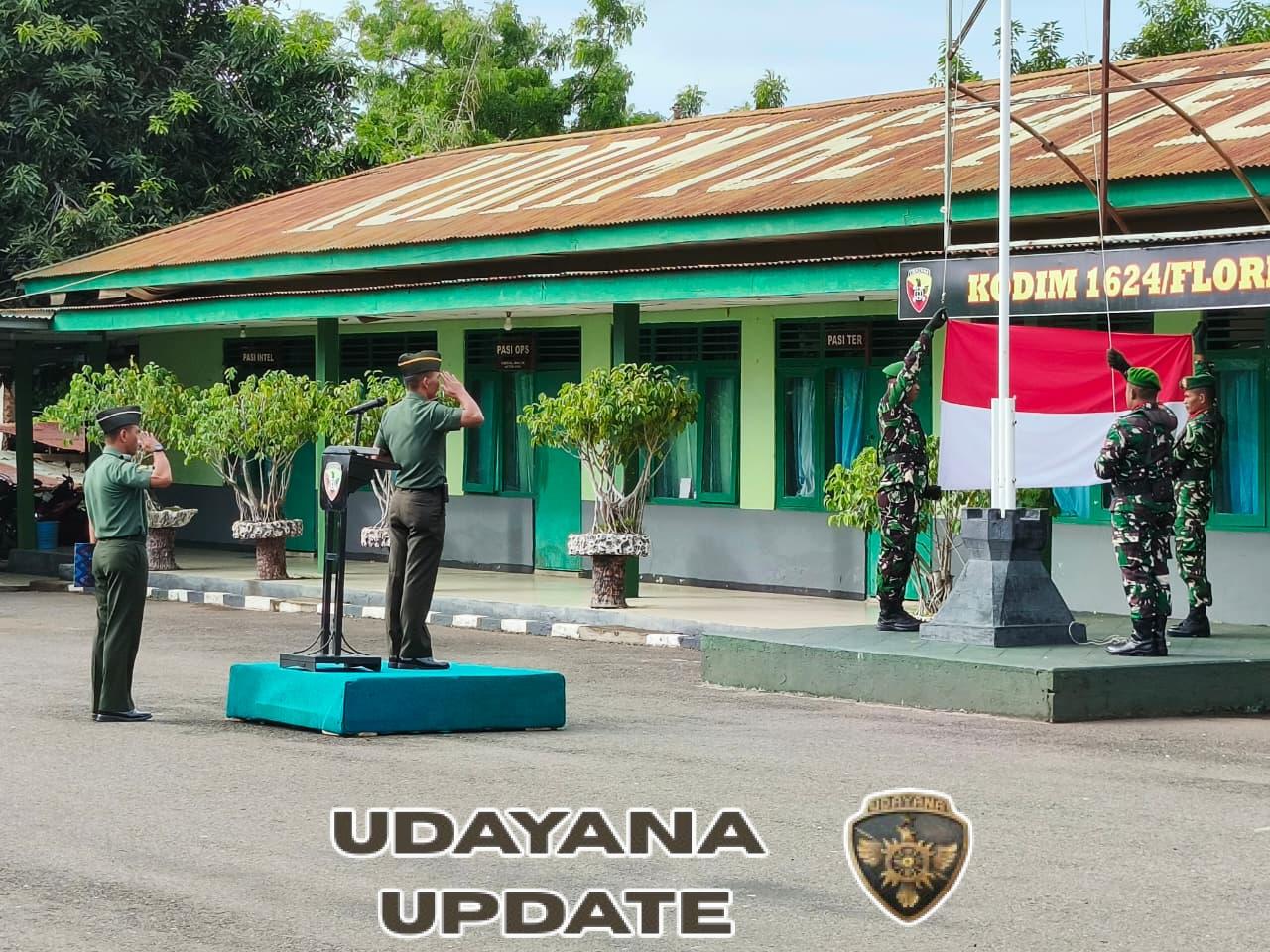 Kodim 1624/Flotim Gelar Upacara Pengibaran Bendera Merah Putih
