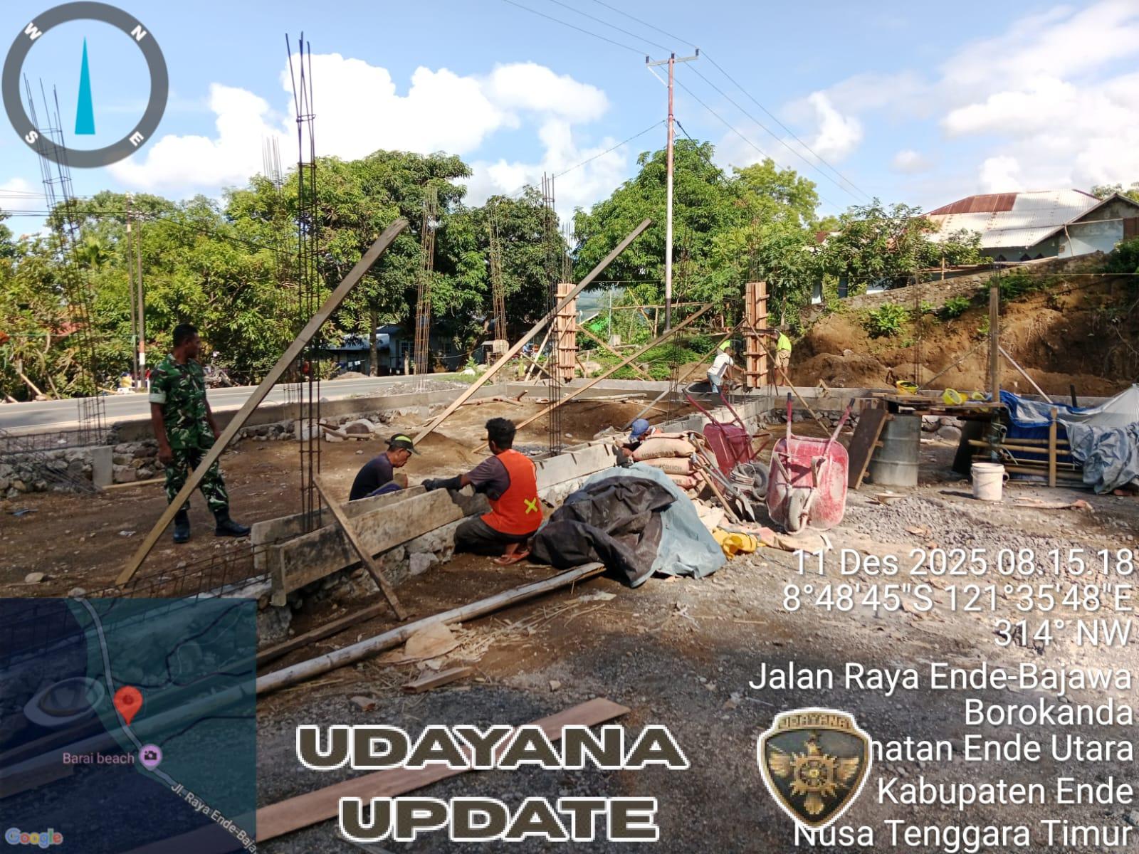 Babinsa Koramil 1602-01/Ende Pantau Pembangunan Koperasi Merah Putih di Desa Raterua