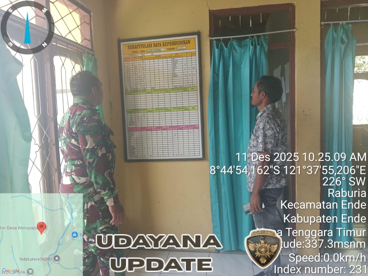 Babinsa Koramil 1602-01/Ende Update Data dan Perkuat Komsos di Desa Woropapa