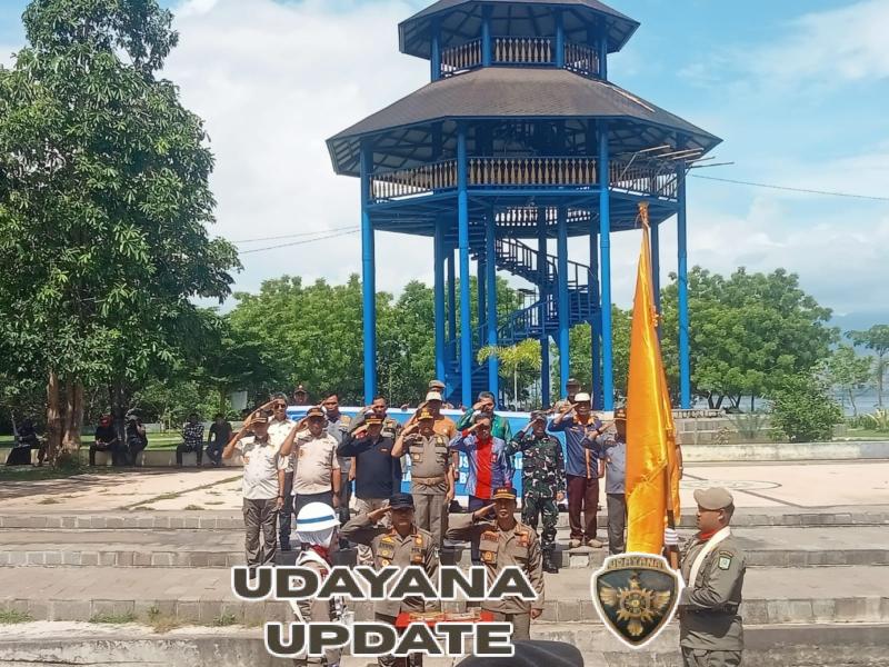 Kodim 1608/Bima Bersama Satpol PP Sukses Ciptakan Keamanan Upacara Serah Terima Pataka NTB