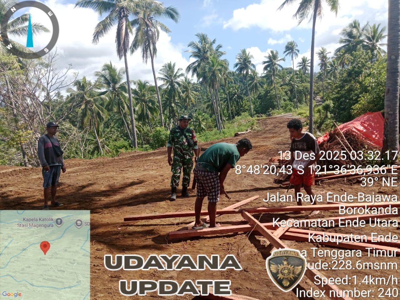 Babinsa Koramil 1602-01/Ende Dampingi Pembangunan Koperasi Merah Putih di Desa Embu Nggena