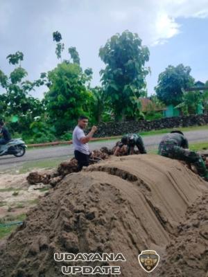 Bakti Sosial Kodim 1627/Rote Ndao, Dorong Budaya Bersih Lewat Pembuatan Bak Sampah