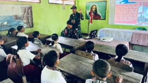 Peduli Generasi Muda, Satgas Pamtas Yonarhanud 2 Kostrad Adakan Kegiatan Penyuluhan Pendidikan