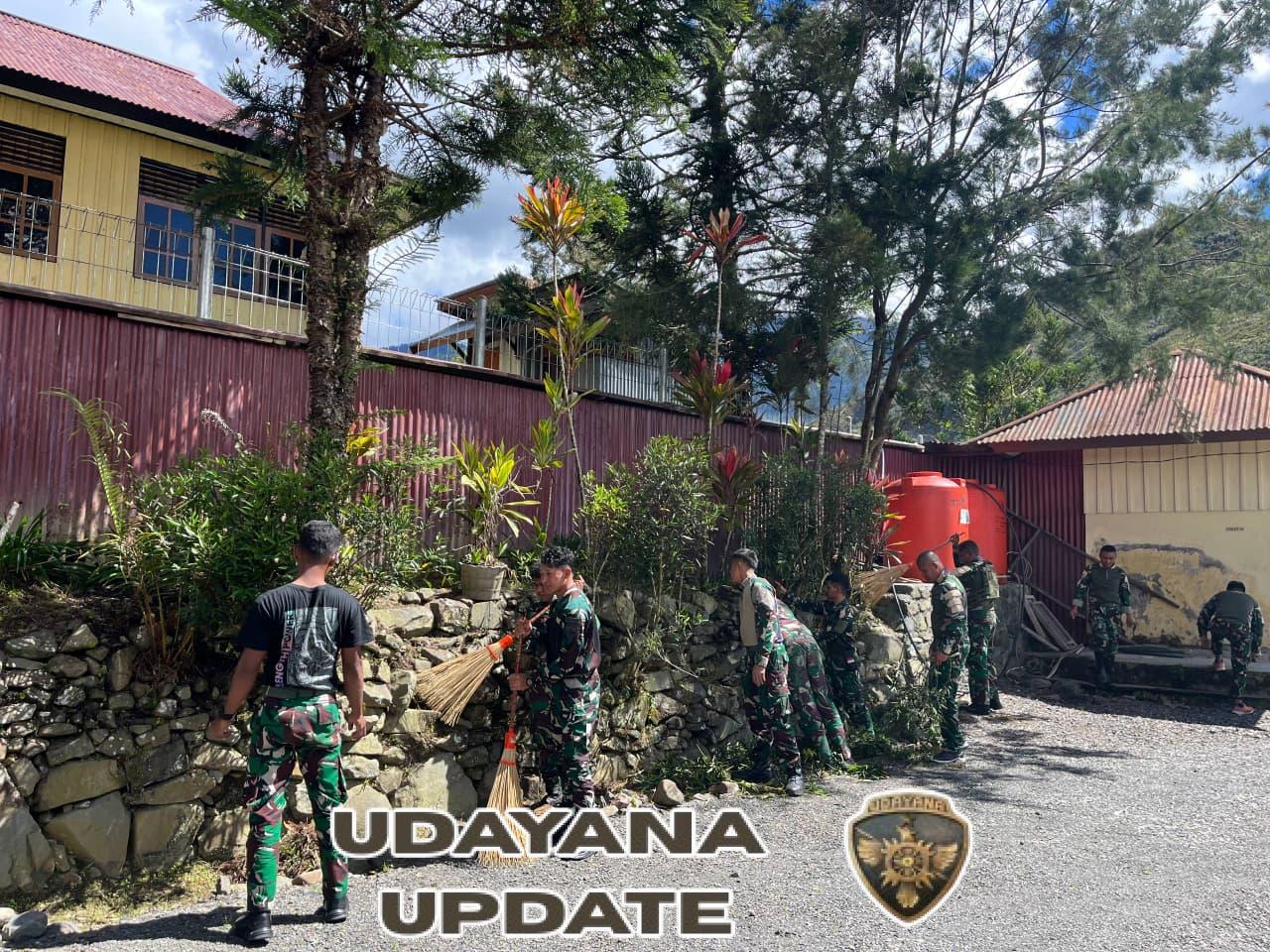 Satgas Yonif 743/PSY Bersama Warga Laksanakan Karya Bakti Sambut HUT Brigif 21/Komodo