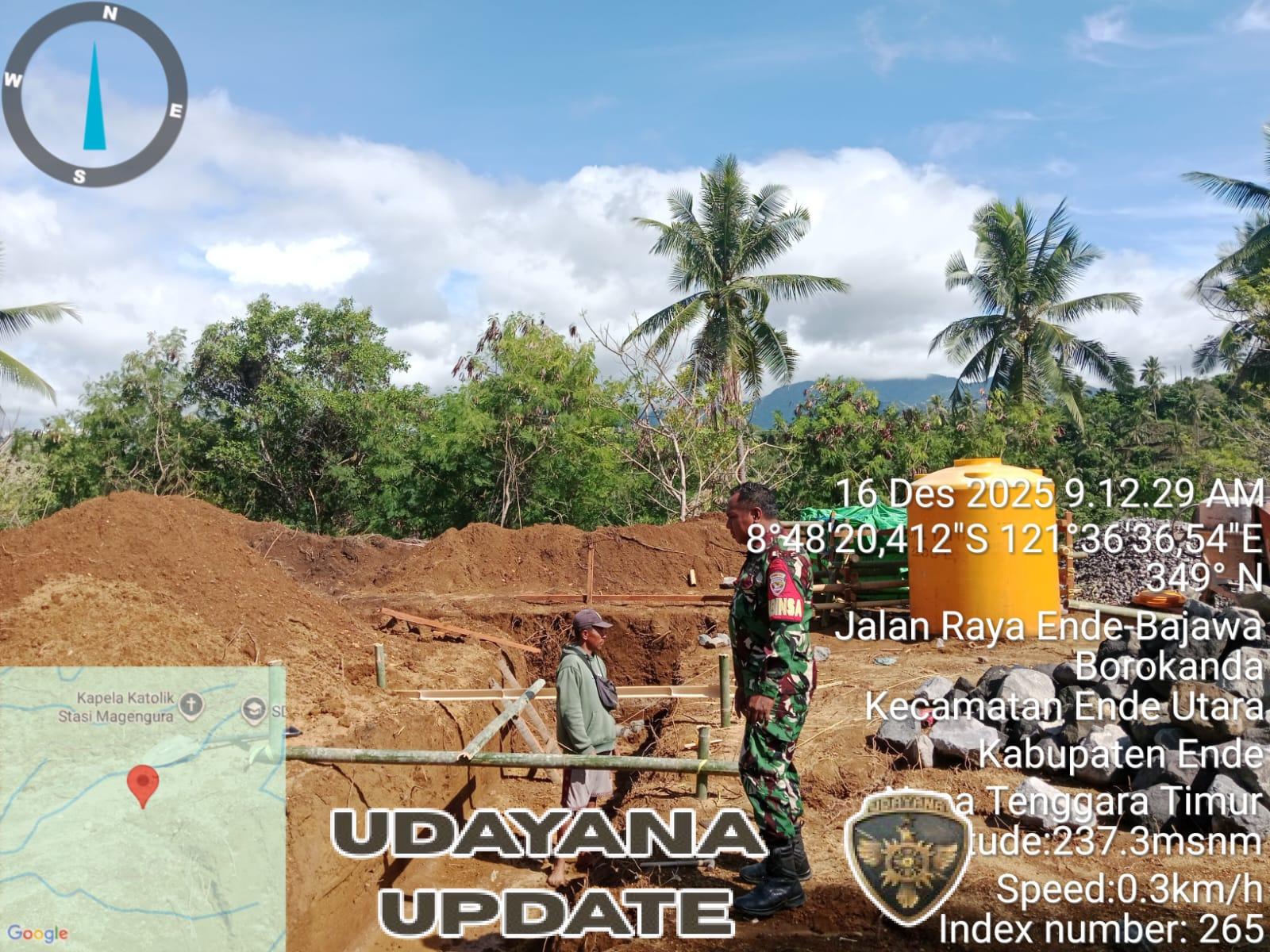 Babinsa Koramil 1602-01/Ende Awasi Pembangunan Koperasi Merah Putih di Desa Embu Nggena