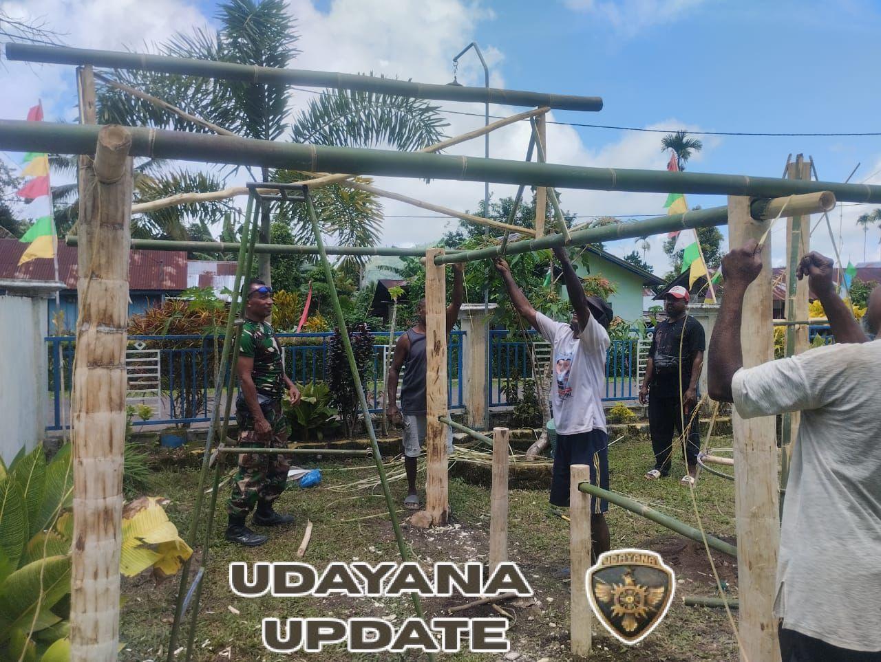 Babinsa Desa Subo Bersama Jemaat Ebenheiser Apui Hias Pohon Natal