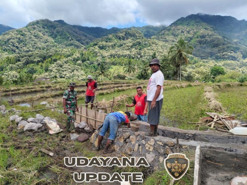 Babinsa Koramil Ende Dampingi Pengerjaan Irigasi, Dukung Ketahanan Pangan Desa Jamokeasa