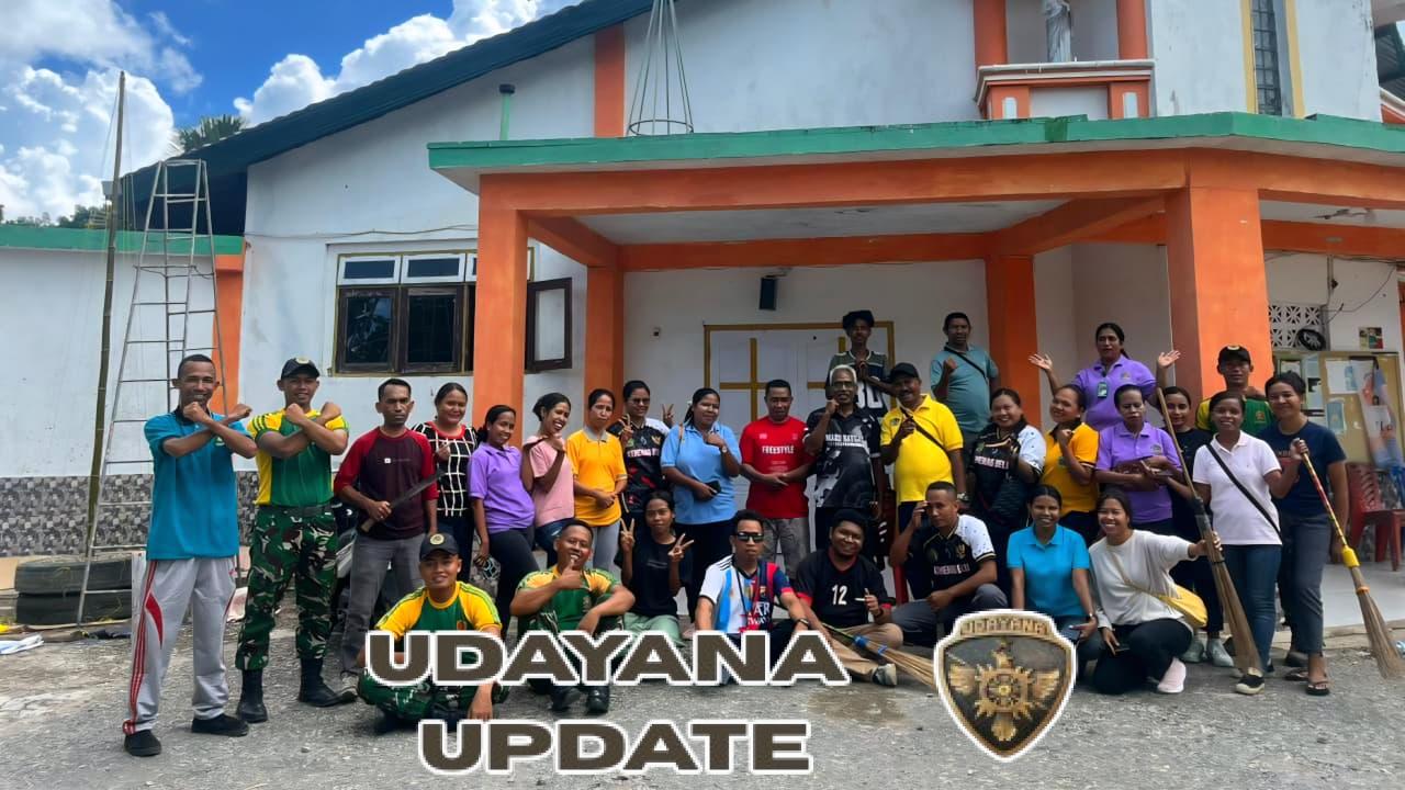 Peduli Rumah Ibadah, Satgas Pamtas Bersihkan Gereja di Atambua Barat