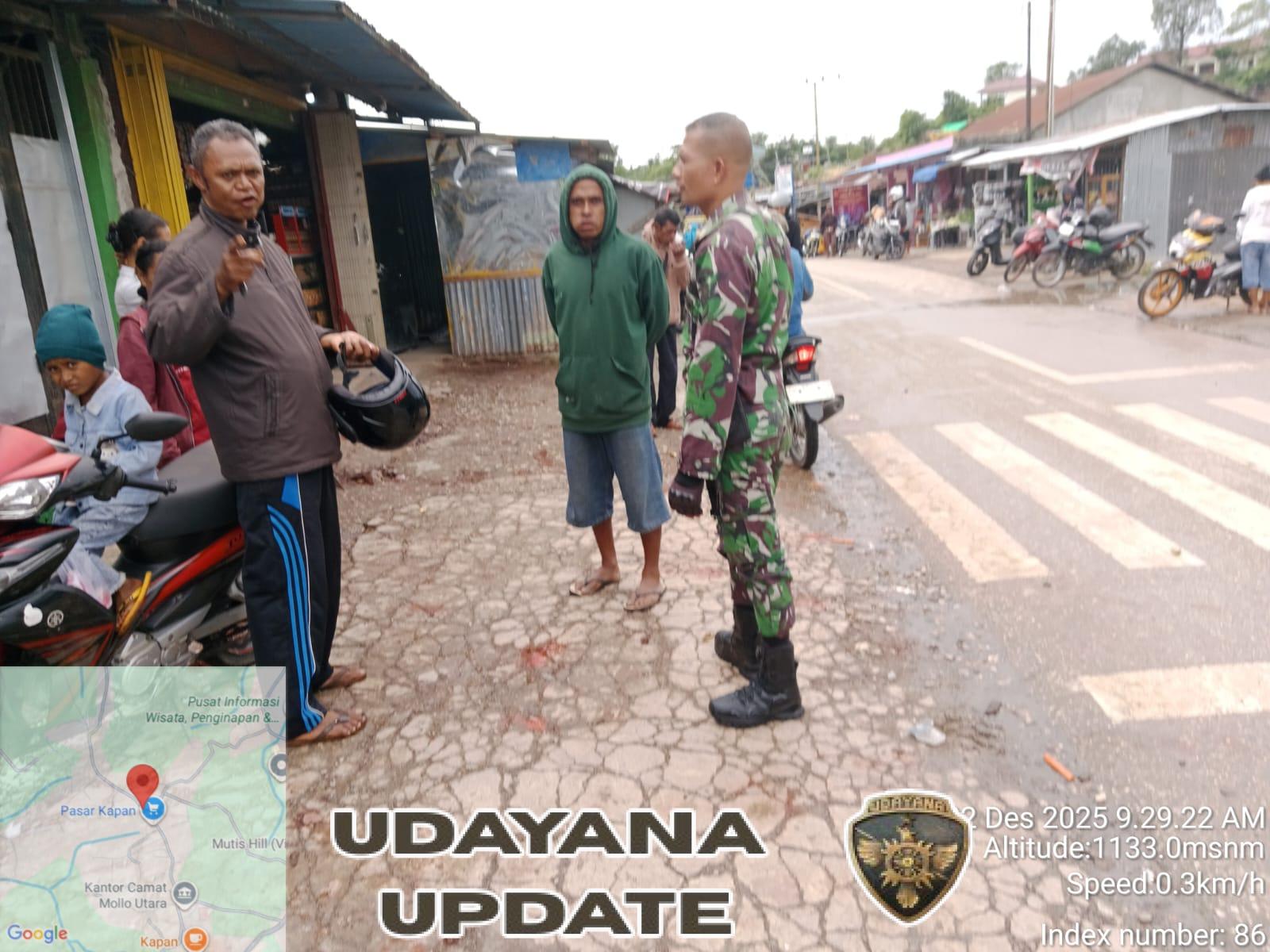 Ciptakan Pasar Aman dan Tertib, Koramil 1621-03 Mollo Utara Turun Langsung ke Lapangan.