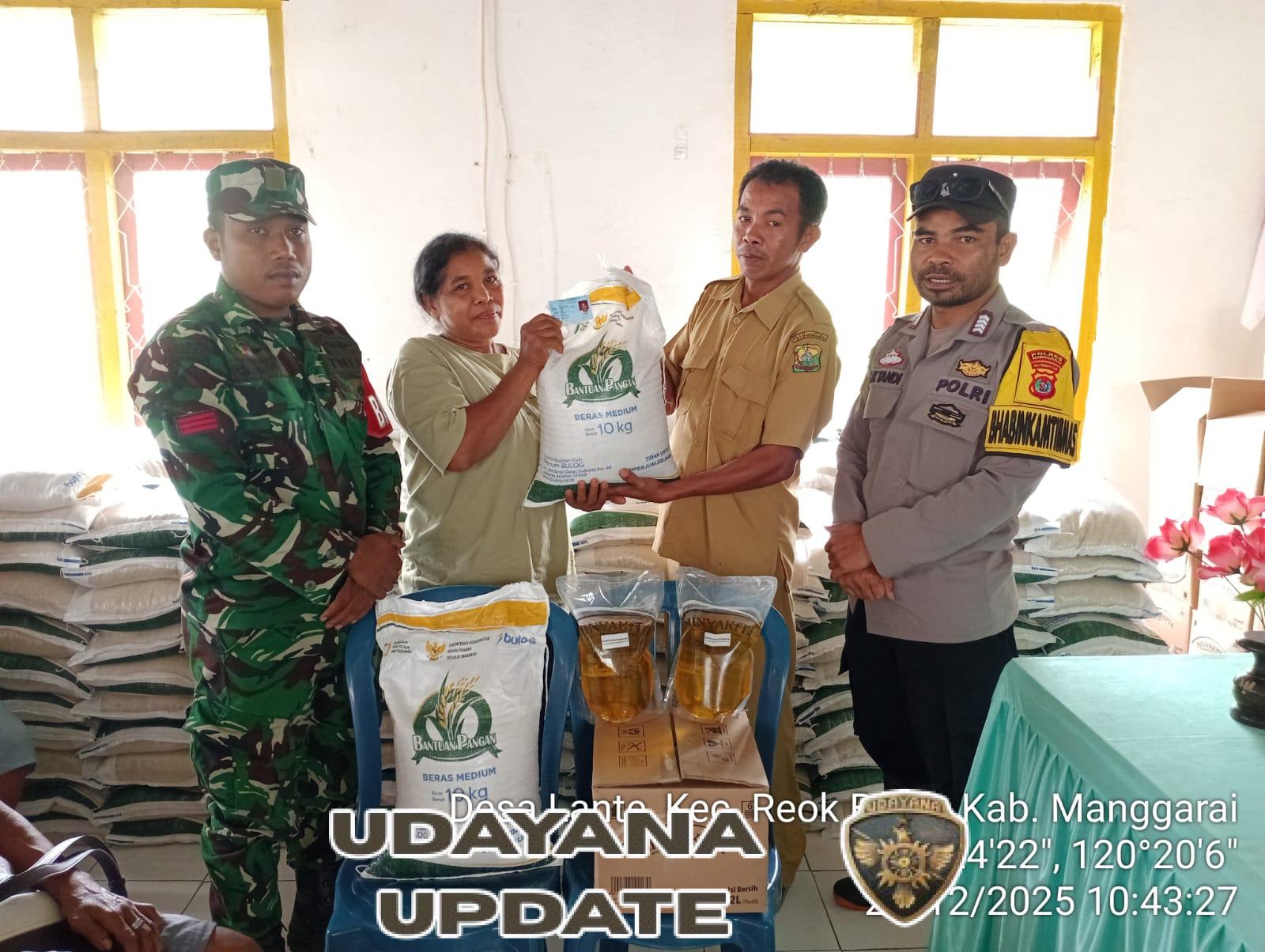 Pendampingan Babinsa, Bantuan Pangan Disalurkan kepada Warga Desa Lante