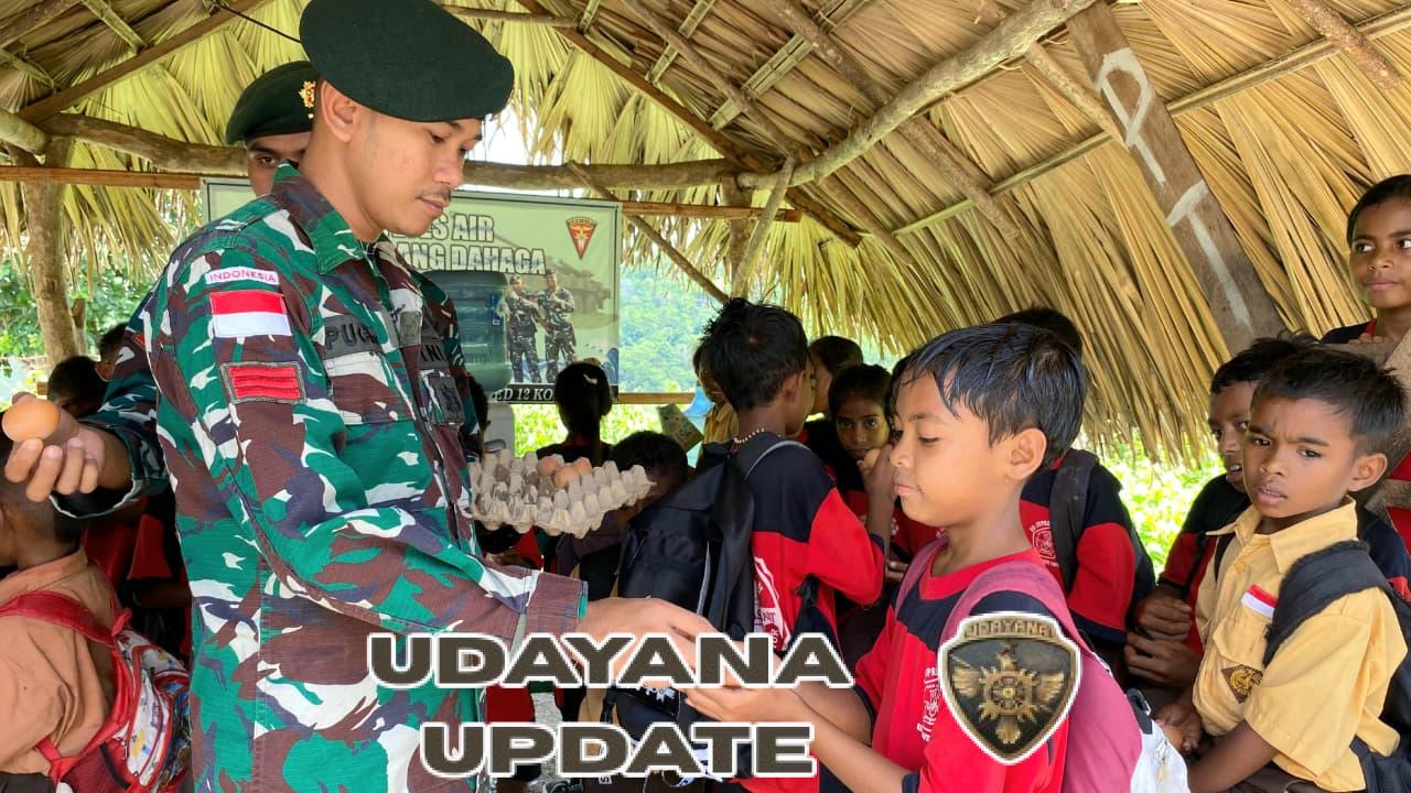 Peduli Generasi Sehat, Satgas Pamtas Bagikan Telur Rebus Gratis di Sarabau