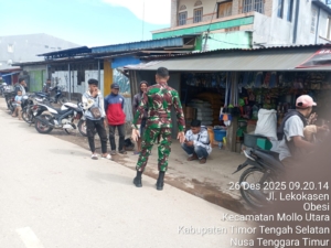 Ciptakan Pasar Aman, Koramil 1621-03/Mollo Utara Lakukan Penertiban dan Himbauan.