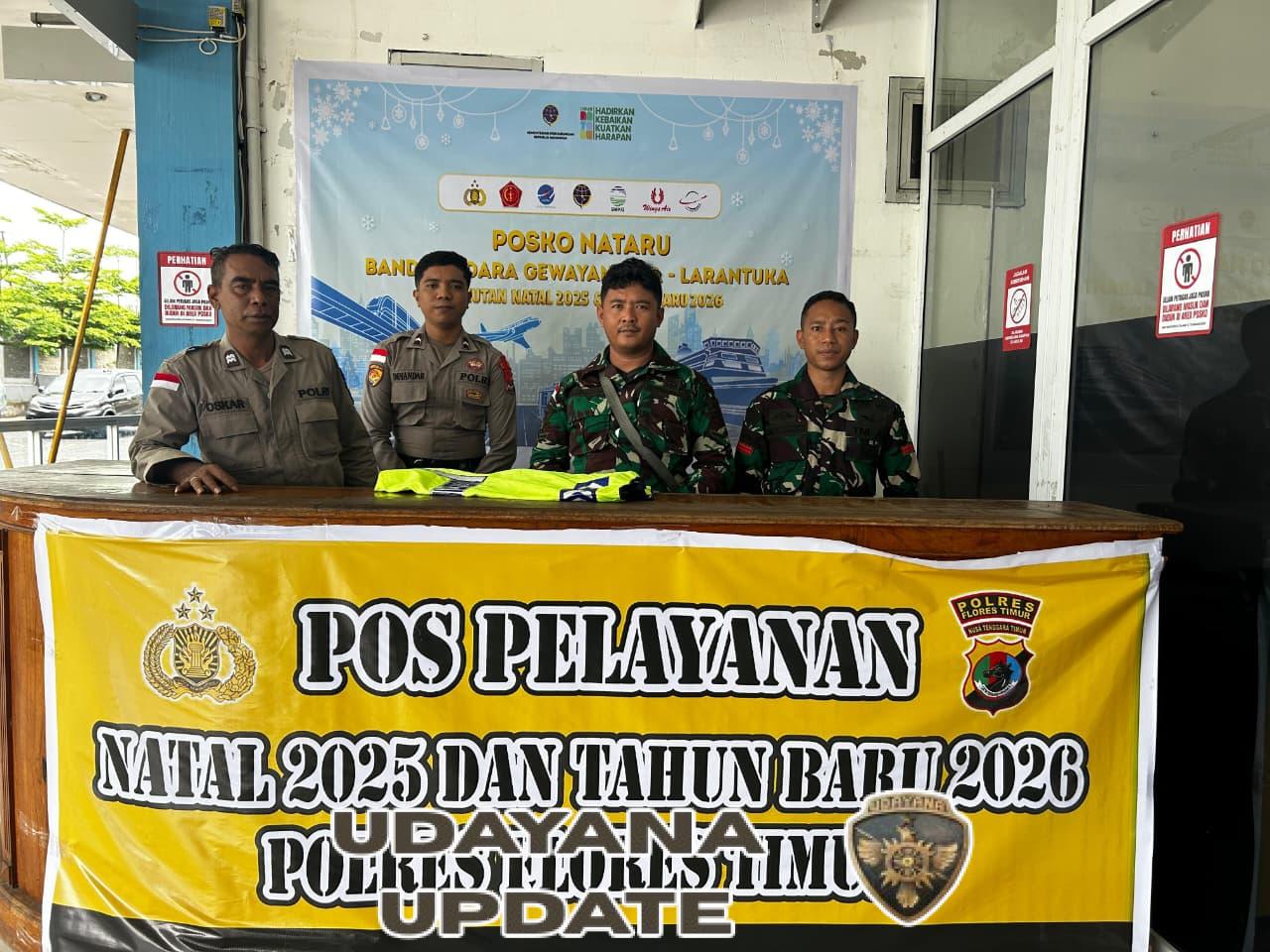 Dukung Kelancaran Nataru, Babinsa Larantuka Siaga di Bandara Gewayantana