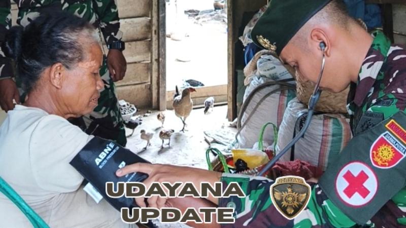 Peduli Kesehatan Warga, Satgas Pamtas Bersama Karang Taruna Laksanakan Yankes Keliling