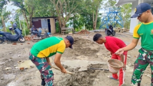 Wujud Kepedulian Kesehatan, Satgas Pamtas Turut Bangun Pustu Desa Kewar
