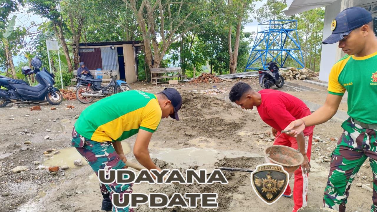 Wujud Kepedulian Kesehatan, Satgas Pamtas Turut Bangun Pustu Desa Kewar