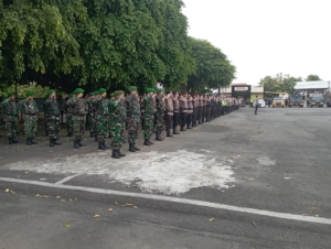 ‎Kodim 1615/Lotim Gelar Apel Siaga Gabungan di Mako Polres Lombok Timur