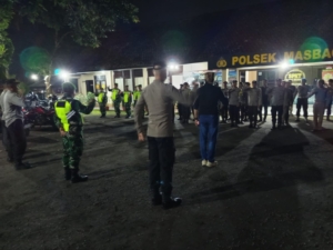 ‎Danramil 1615-05/Masbagik Pimpin Patroli Gabungan Pam Nataru