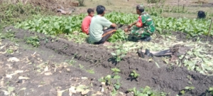 Babinsa Koramil 1618-02/Miobar Laksanakan Komsos, Ajak Warga Manfaatkan Lahan Tidur