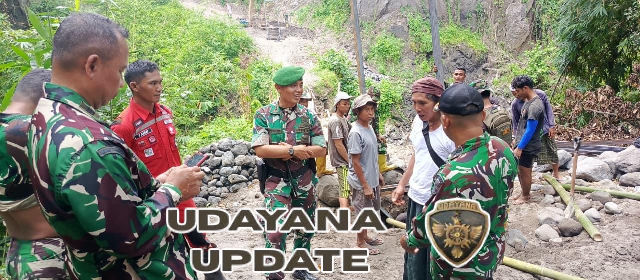 Dandim 1615/Lombok Timur Tinjau Pembangunan Jembatan Gantung Sungai Aik Lekok