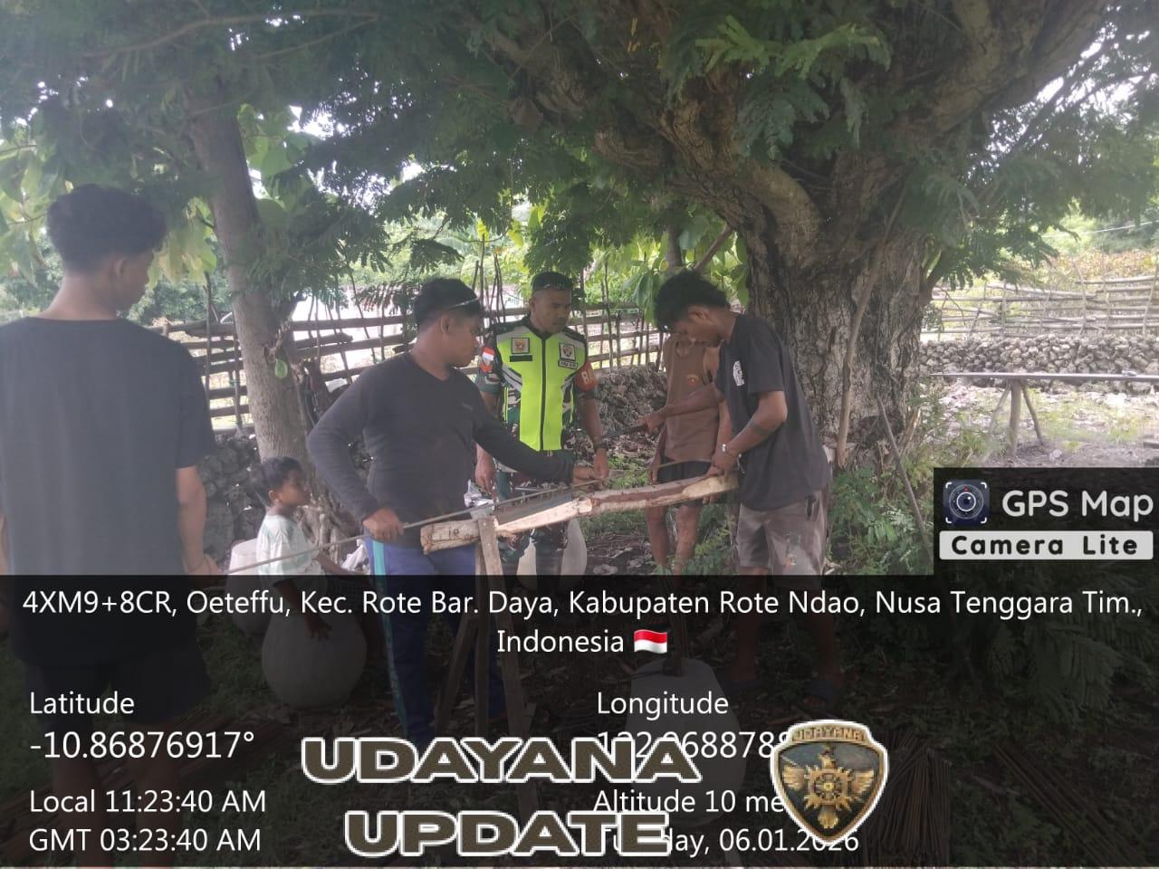 Babinsa Koramil 1627-03/Batutua Dampingi Pekerjaan KDKMP di Desa Oetefu