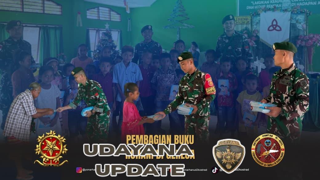 Sentuhan Iman, Satgas Pamtas Yonarhanud 2 Kostrad Bagikan Buku Rohani di Gereja