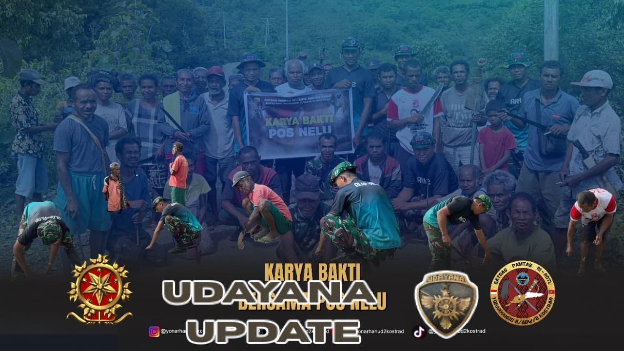 Wujudkan Lingkungan Bersih dan Nyaman, Satgas Pamtas Yonarhanud 2 Kostrad Adakan Karya Bakti