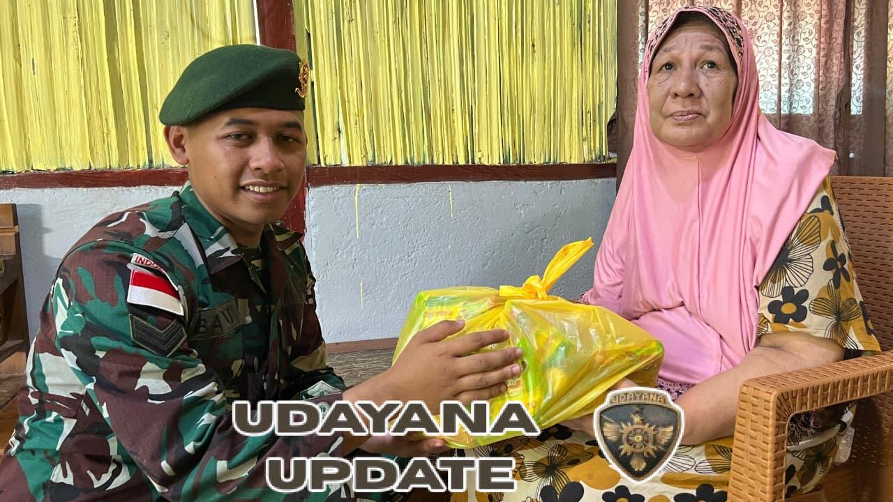 Jumat Berkah di Perbatasan, Satgas Pamtas Yonarmed 12 Kostrad Berbagi Sembako