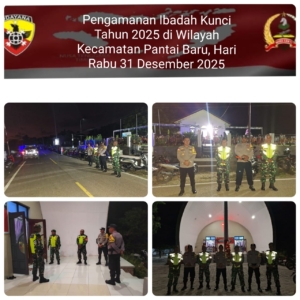 TNI–Polri Amankan Ibadah Kunci Tahun 2025 Umat Nasrani di Kecamatan Pantai Baru