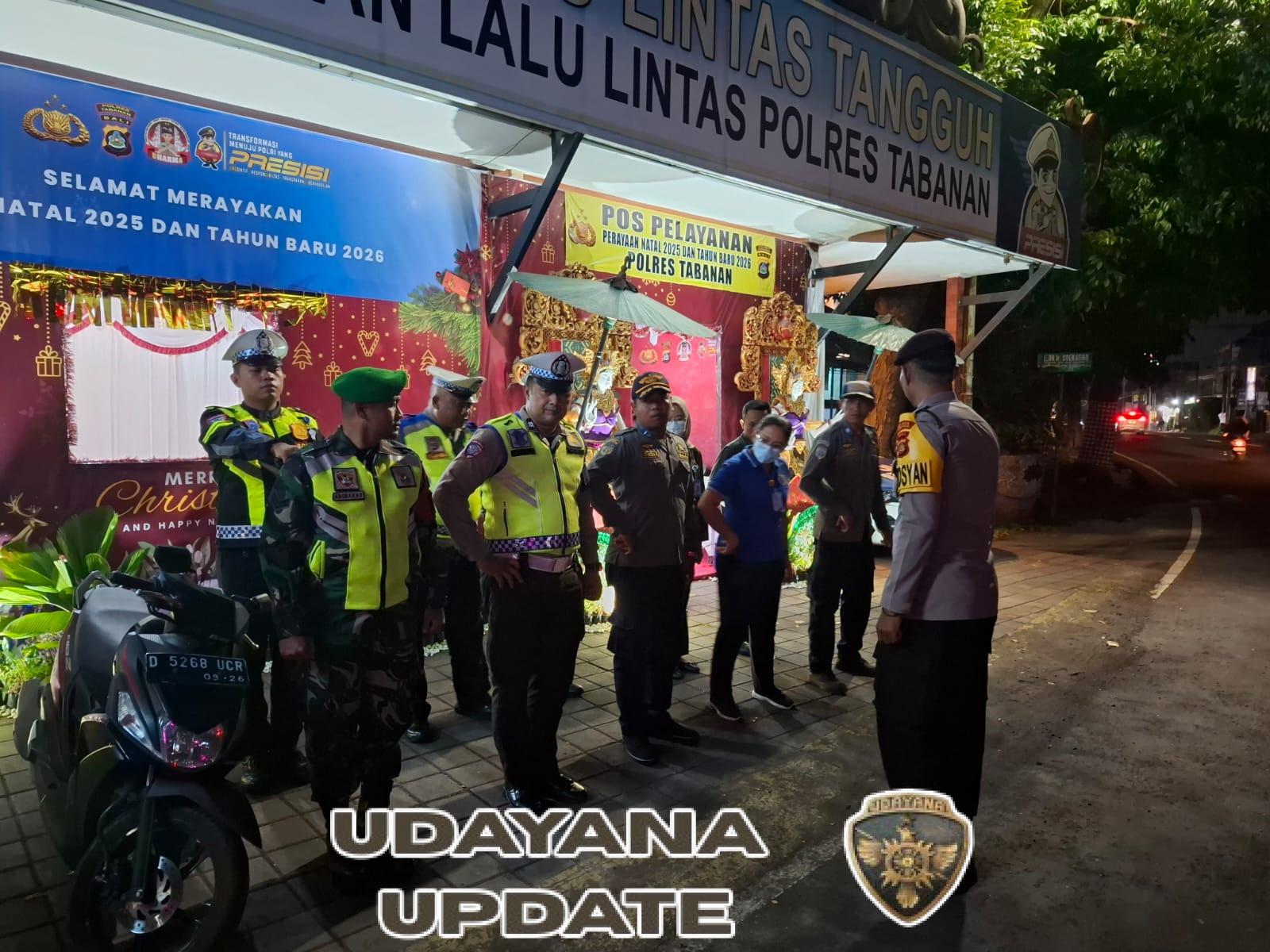 Personel Kodim Tabanan Terus Laksanakan Pemantauan dan Pengamanan di Pos Terpadu Nataru 2025–2026