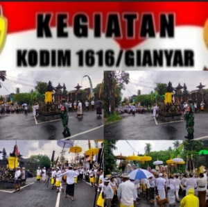 Babinsa Bakbakan Bersama Bhabinkamtibmas Amankan Tradisi Lunga Ida Sesuunan Pura Gaduh