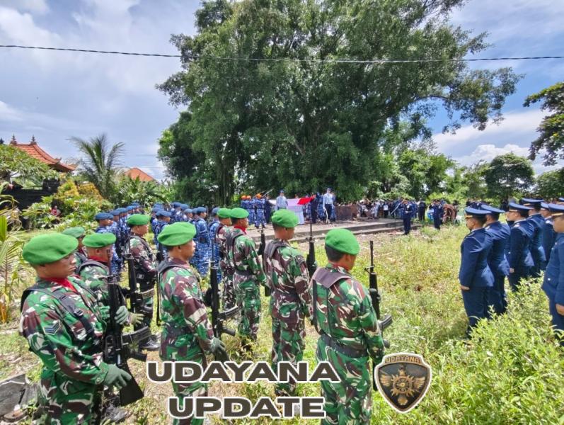 Kodim Klungkung Hadiri Upacara Militer Perabuan Anggota TNI AU Di Setra Desa Pakraman Gunaksa