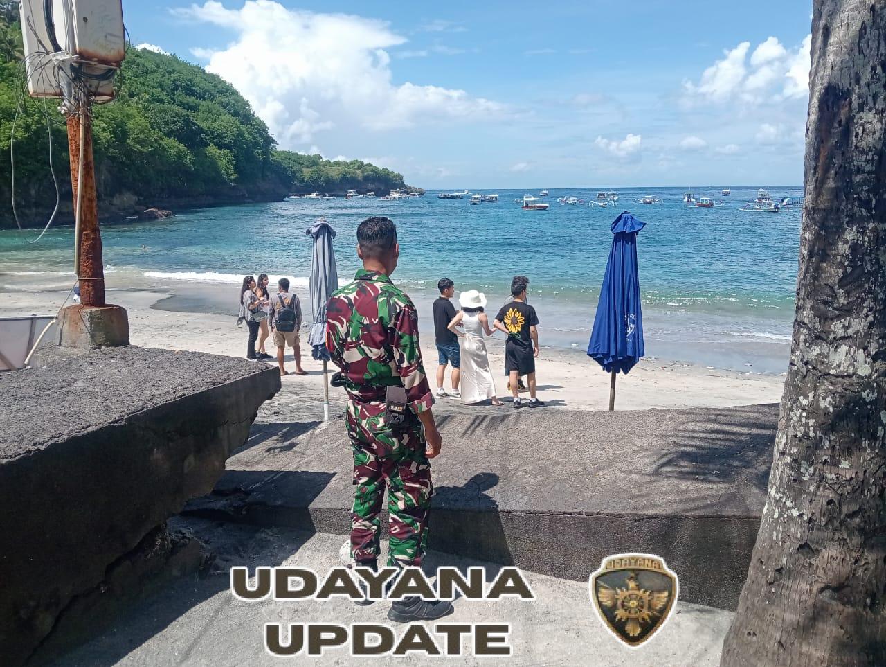 Danramil Nusa Penida Utus Babinsa Pantau Keamanan Dan Ketertiban Obyek Wisata