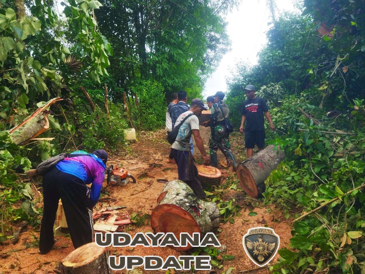 Curah Hujan Tinggi, Babinsa dan Warga Pulihkan Akses Jalan di Diwilayah