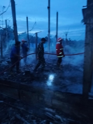 Aparat TNI Polri Dan Damkar Bersinergi Atasi Kebakarn Kandang Ayam Di Desa Timuhun