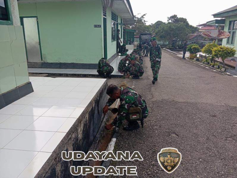 Usai Upacara, Pasi Intel Kodim 1621/TTS Pimpin Pembersihan Pangkalan