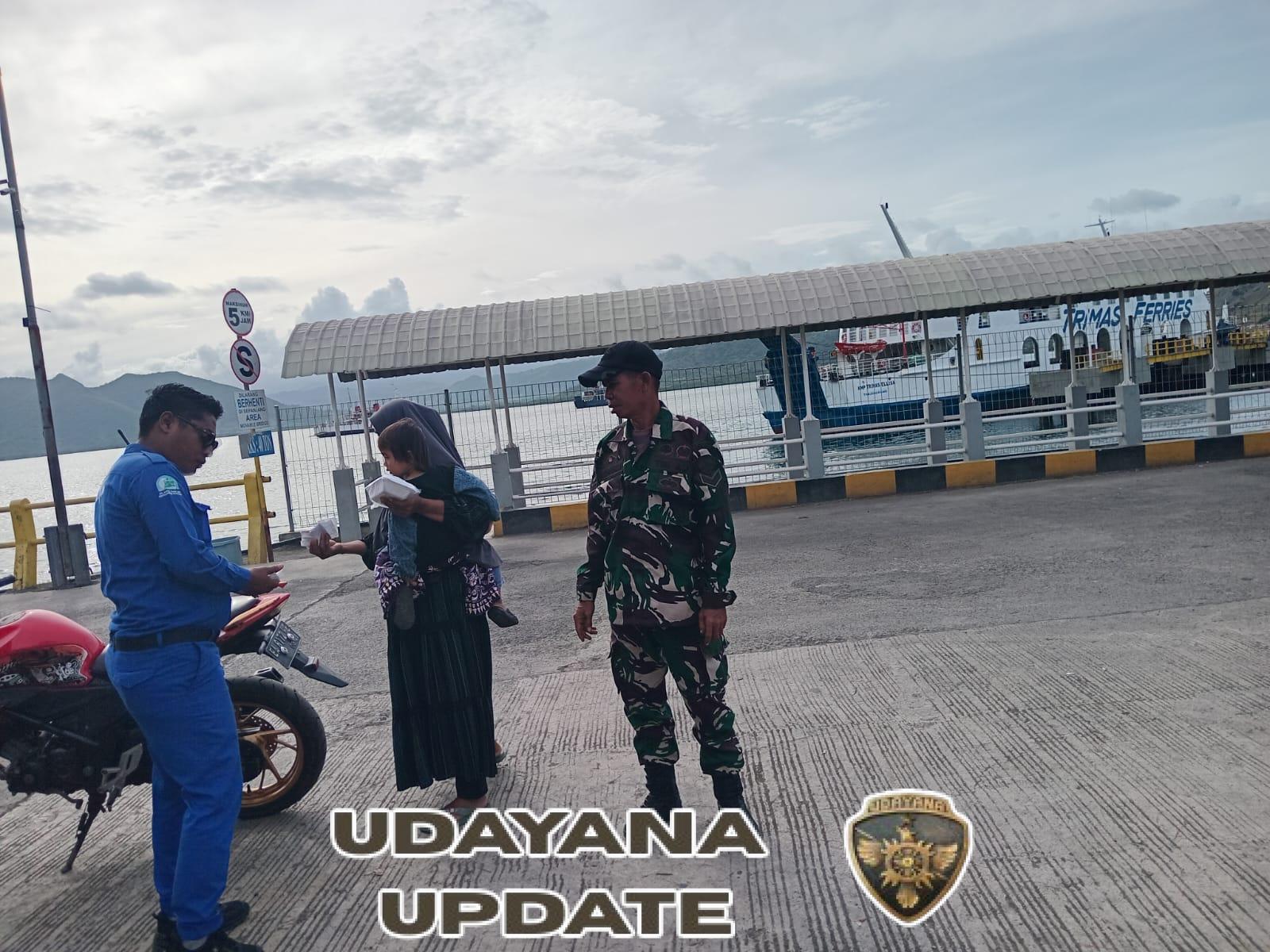 Koramil 1628-04/Poto Tano Amankan Aktivitas Penyeberangan di Pelabuhan Poto Tano